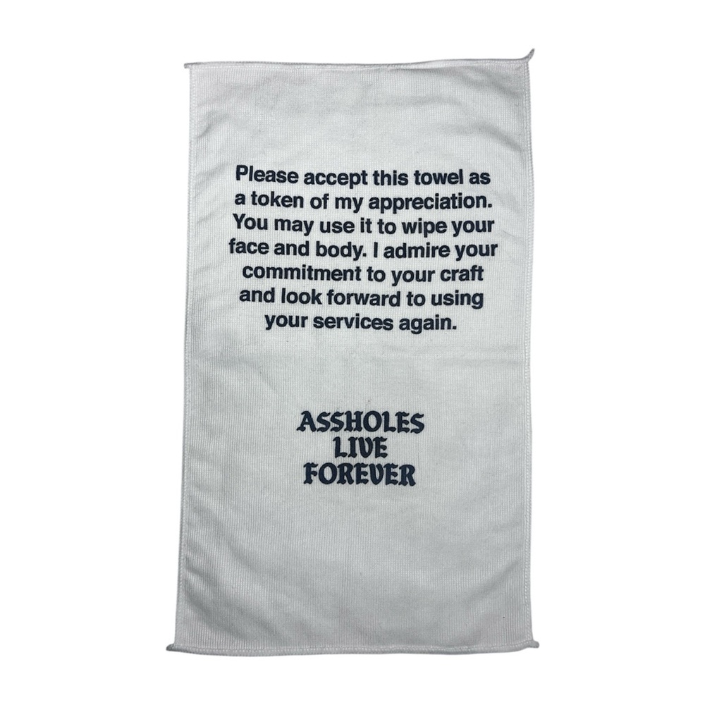 ASL Hand/Face White Towel with Black Text Funny Gift